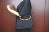 Authentic GUCCI Bamboo 2Way Shoulder Bag GG Canvas Leather 0014095 Black 6164H