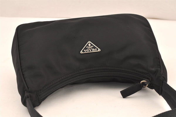 Authentic PRADA Vintage Nylon Tessuto Hand Bag Pouch Purse Black 6165K