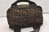 Authentic FENDI Vintage Zucca Hand Bag Purse Nylon Leather Brown 6166J