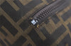 Authentic FENDI Vintage Zucca Hand Bag Purse Nylon Leather Brown 6166J