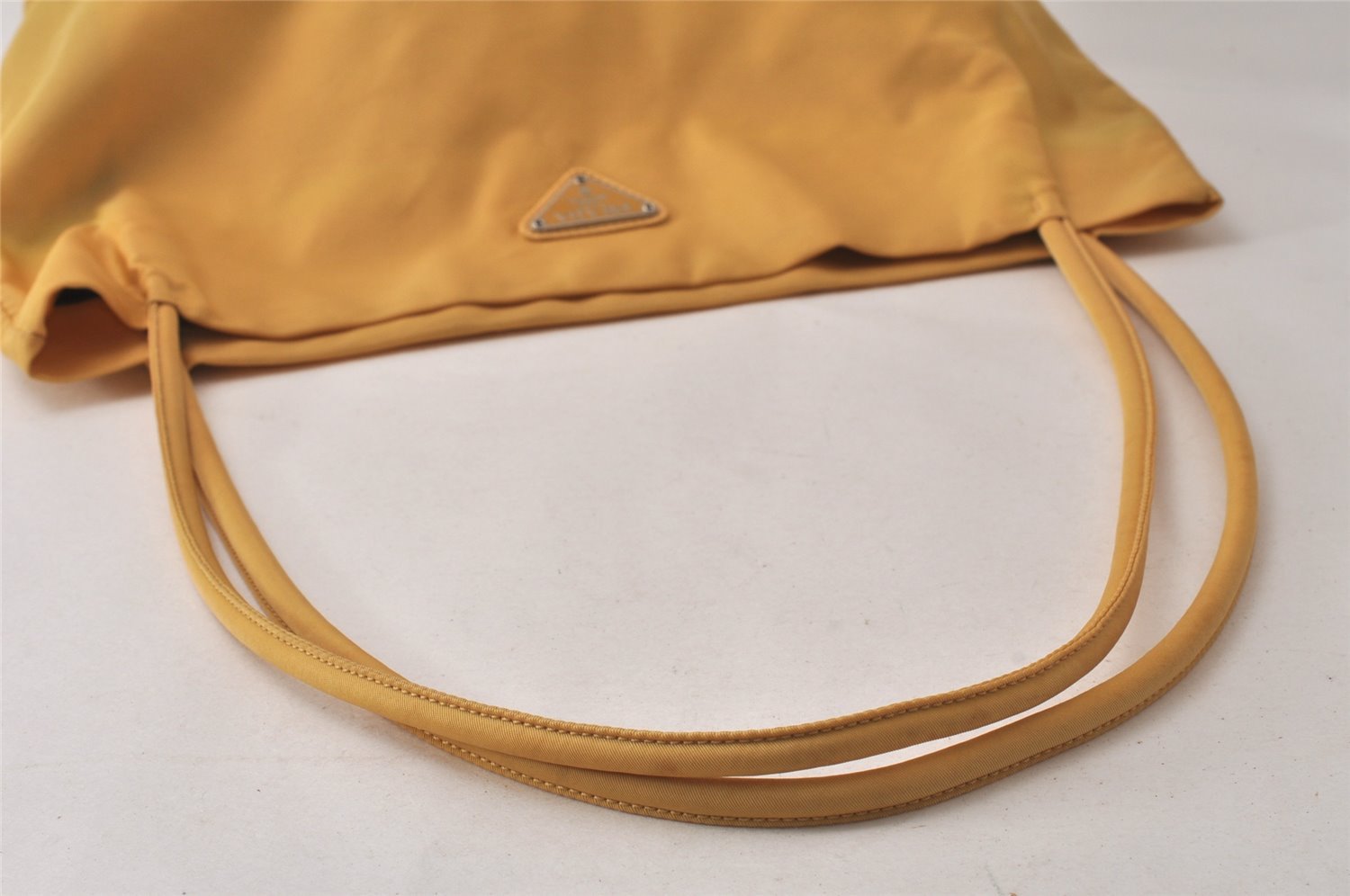 Authentic PRADA Vintage Nylon Tessuto Shoulder Tote Bag Yellow 6166K