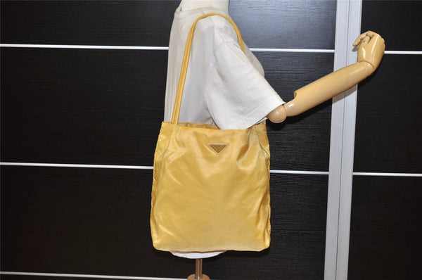 Authentic PRADA Vintage Nylon Tessuto Shoulder Tote Bag Yellow 6166K