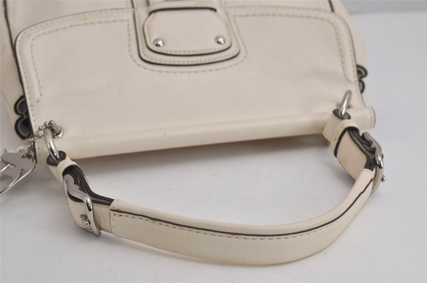 Authentic COACH Vintage 2Way Shoulder Hand Bag Purse Leather 19132 White 6167J