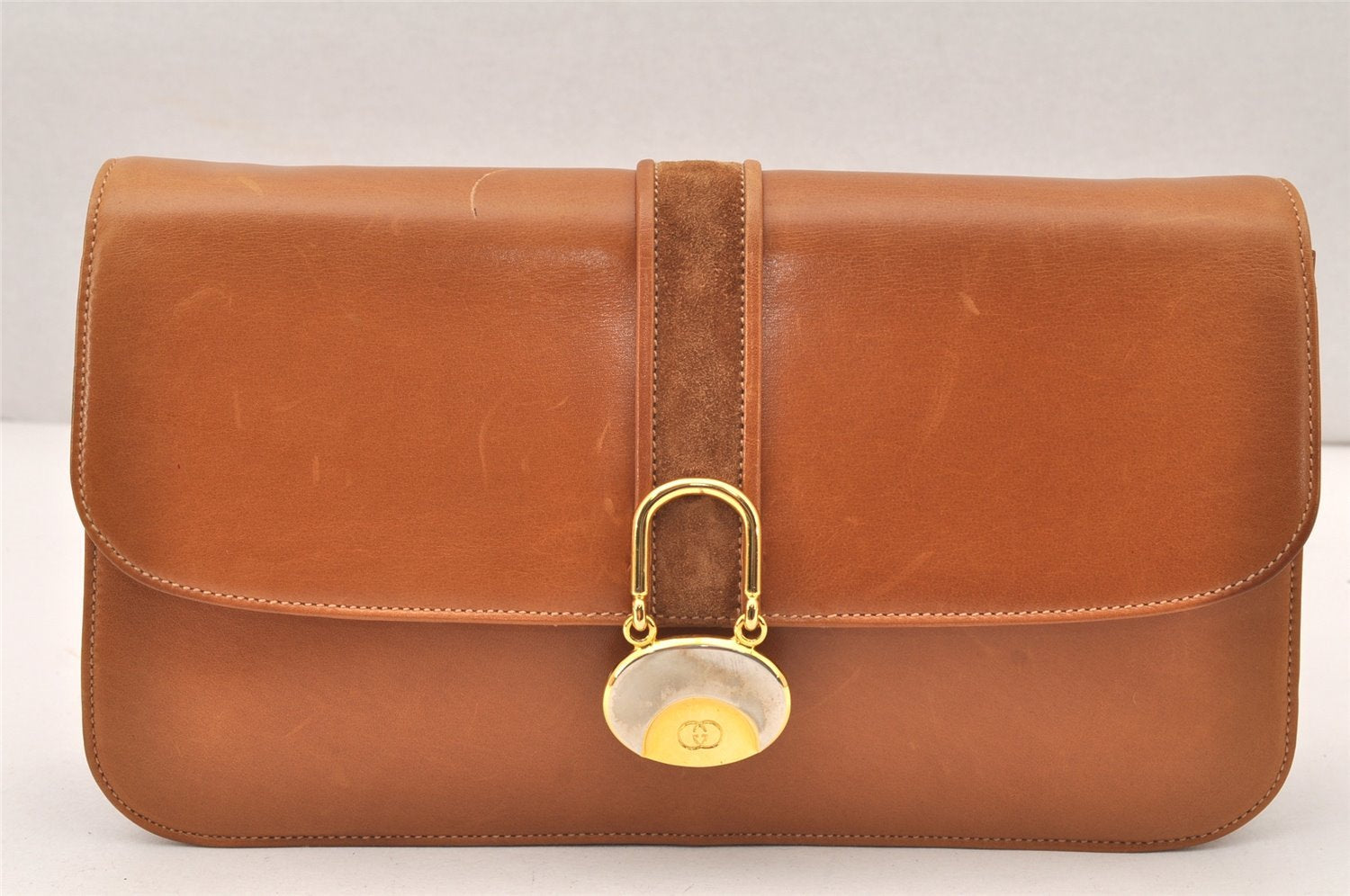 Authentic GUCCI Vintage 2Way Shoulder Clutch Bag Purse Leather Brown 6167K