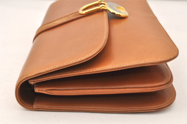 Authentic GUCCI Vintage 2Way Shoulder Clutch Bag Purse Leather Brown 6167K