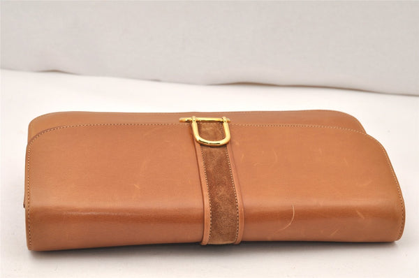 Authentic GUCCI Vintage 2Way Shoulder Clutch Bag Purse Leather Brown 6167K