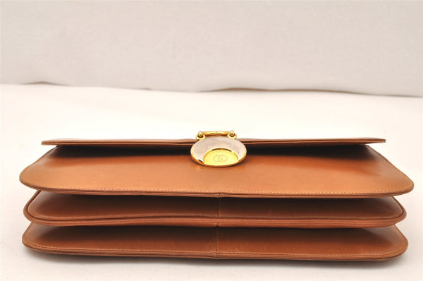 Authentic GUCCI Vintage 2Way Shoulder Clutch Bag Purse Leather Brown 6167K