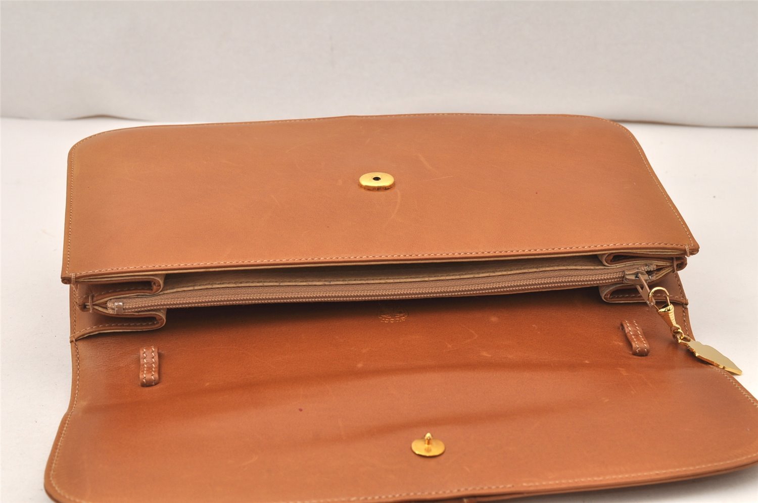 Authentic GUCCI Vintage 2Way Shoulder Clutch Bag Purse Leather Brown 6167K