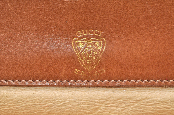 Authentic GUCCI Vintage 2Way Shoulder Clutch Bag Purse Leather Brown 6167K