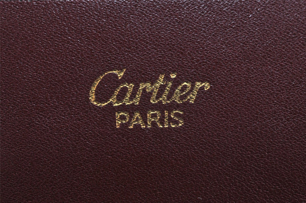 Authentic Cartier Must de Cartier Clutch Hand Bag Leather Bordeaux Red 6168J