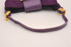 Authentic FENDI Vintage Hand Pouch Purse Suede Leather Purple 6169J