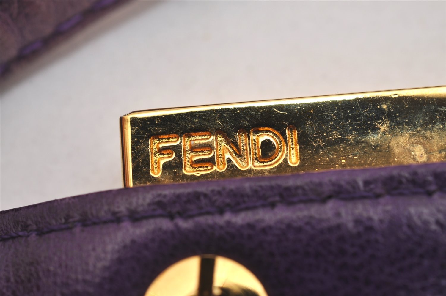 Authentic FENDI Vintage Hand Pouch Purse Suede Leather Purple 6169J