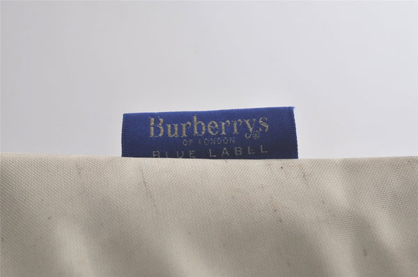 Authentic BURBERRY BLUE LABEL Check Shoulder Tote Bag Nylon Leather White 6170K