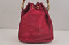 Authentic GUCCI Bamboo 2Way Hand Drawstring Bag Suede Leather Pink 6171J