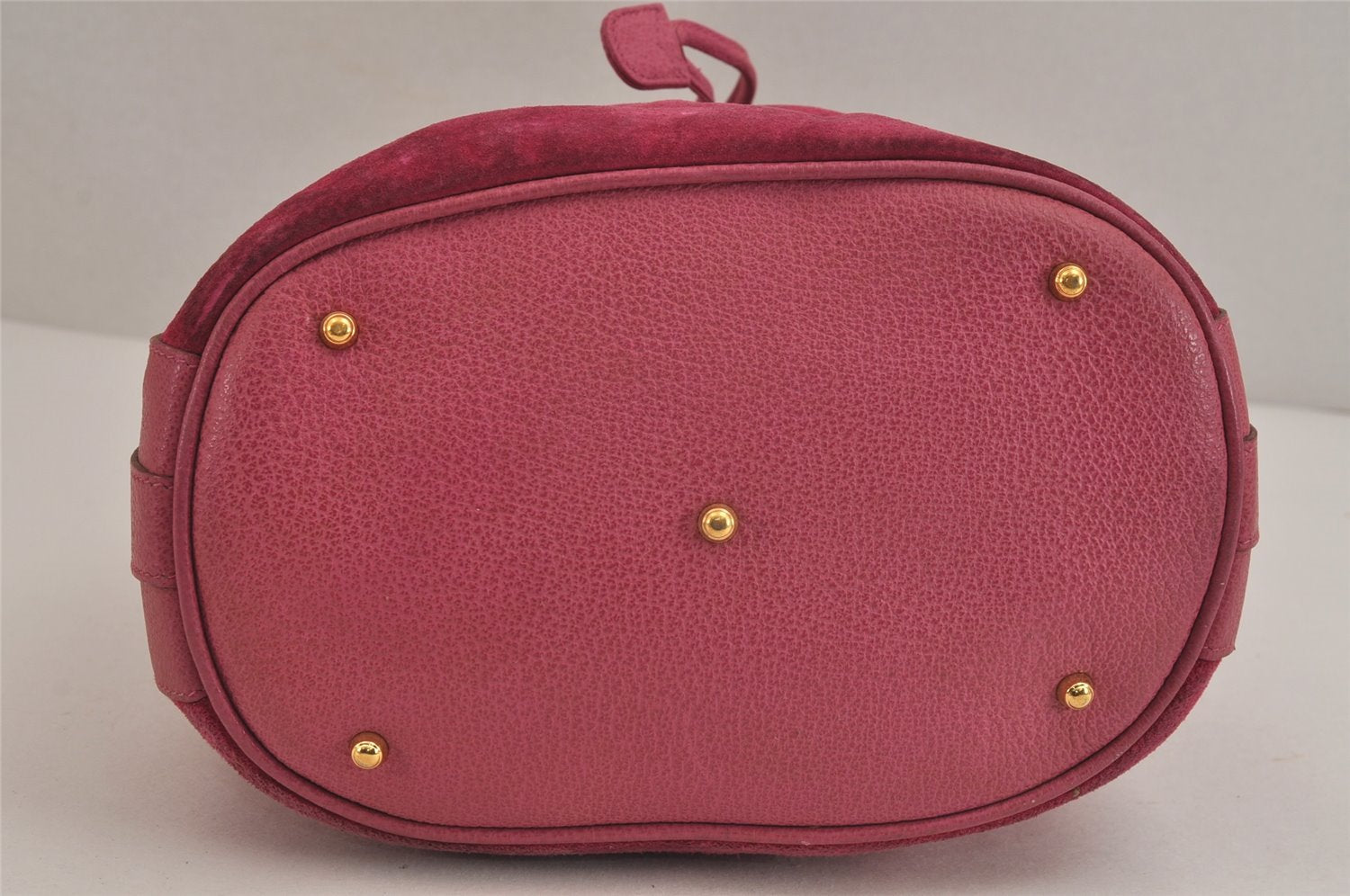 Authentic GUCCI Bamboo 2Way Hand Drawstring Bag Suede Leather Pink 6171J