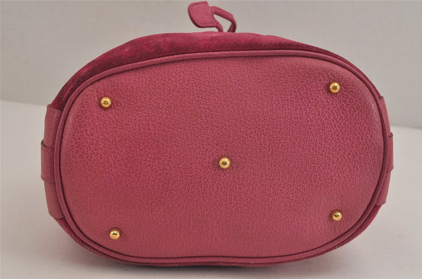 Authentic GUCCI Bamboo 2Way Hand Drawstring Bag Suede Leather Pink 6171J