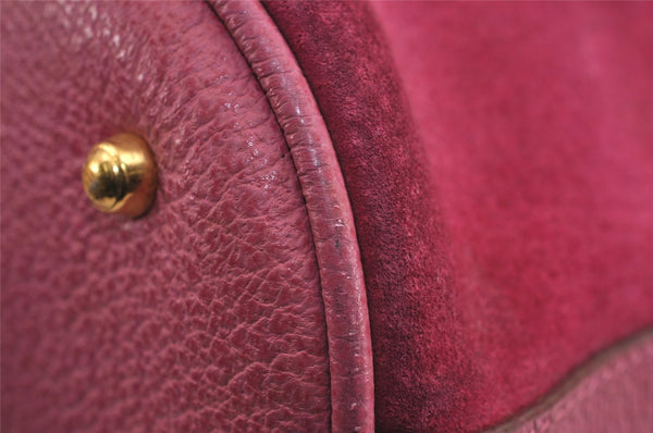 Authentic GUCCI Bamboo 2Way Hand Drawstring Bag Suede Leather Pink 6171J