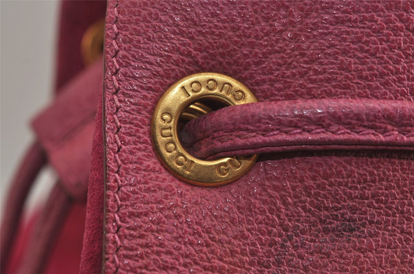 Authentic GUCCI Bamboo 2Way Hand Drawstring Bag Suede Leather Pink 6171J