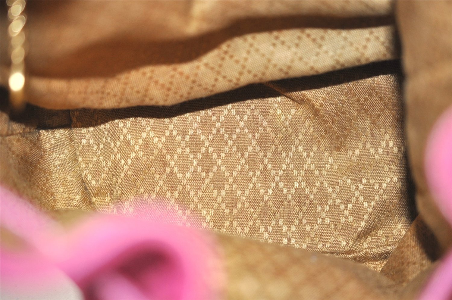 Authentic GUCCI Bamboo 2Way Hand Drawstring Bag Suede Leather Pink 6171J