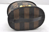 Authentic FENDI Pequin Vanity Case Hand Bag Purse PVC Leather Brown Black 6171K