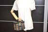 Authentic FENDI Pequin Vanity Case Hand Bag Purse PVC Leather Brown Black 6171K