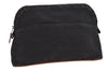 Authentic HERMES Bolide 25 Pouch Cosmetic Canvas Cotton Leather Black 6175J