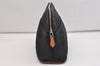 Authentic HERMES Bolide 25 Pouch Cosmetic Canvas Cotton Leather Black 6175J