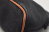 Authentic HERMES Bolide 25 Pouch Cosmetic Canvas Cotton Leather Black 6175J