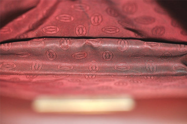 Authentic Cartier Must de Cartier Clutch Hand Bag Leather Bordeaux Red 6176J