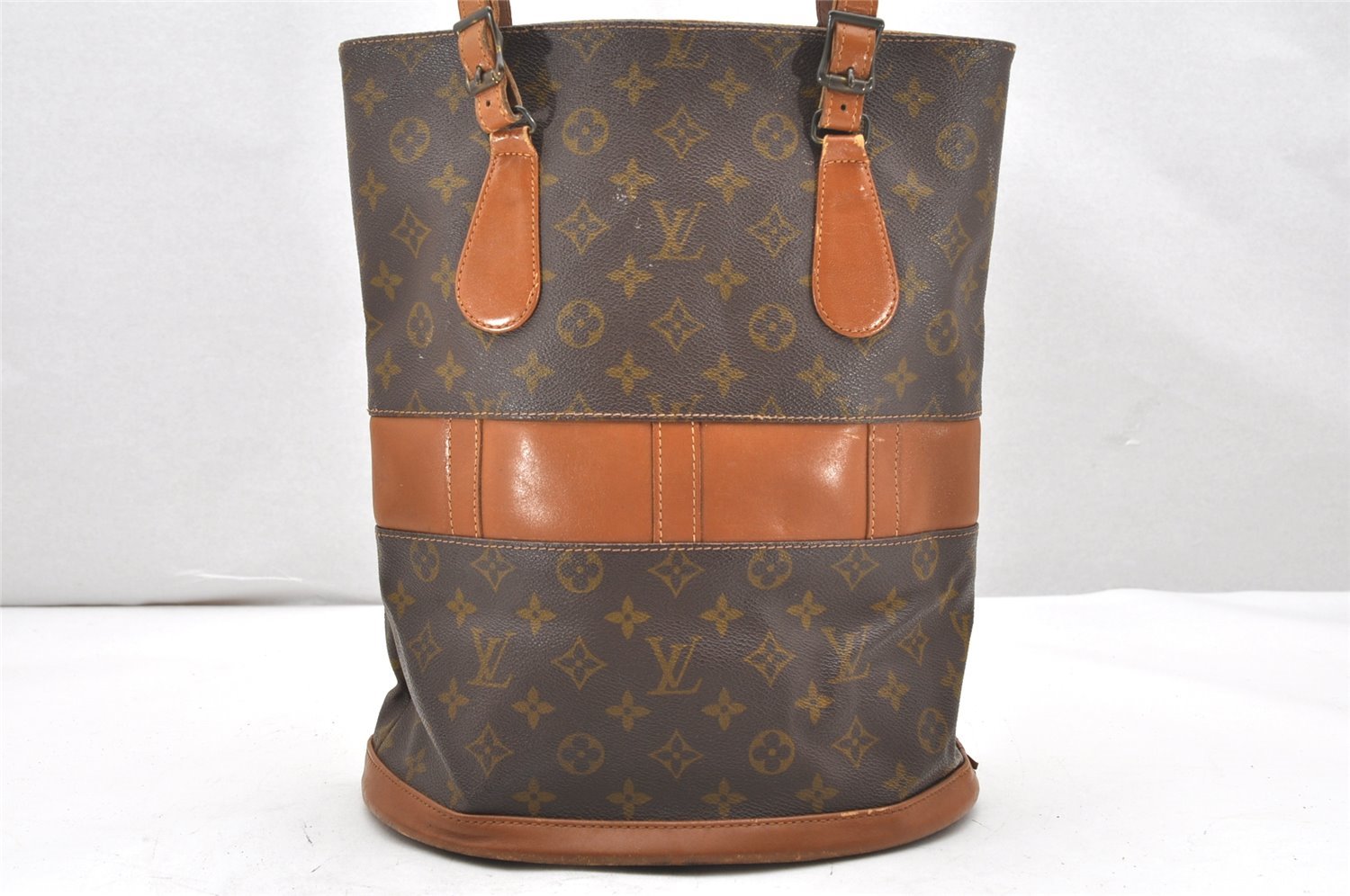 Authentic Louis Vuitton Monogram Bucket GM Shoulder Bag T42236 USA Model 6176K