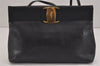 Authentic Salvatore Ferragamo Vara Shoulder Cross Bag Purse Leather Navy 6177J