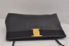 Authentic Salvatore Ferragamo Vara Shoulder Cross Bag Purse Leather Navy 6177J