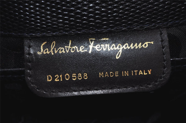 Authentic Salvatore Ferragamo Vara Shoulder Cross Bag Purse Leather Navy 6177J