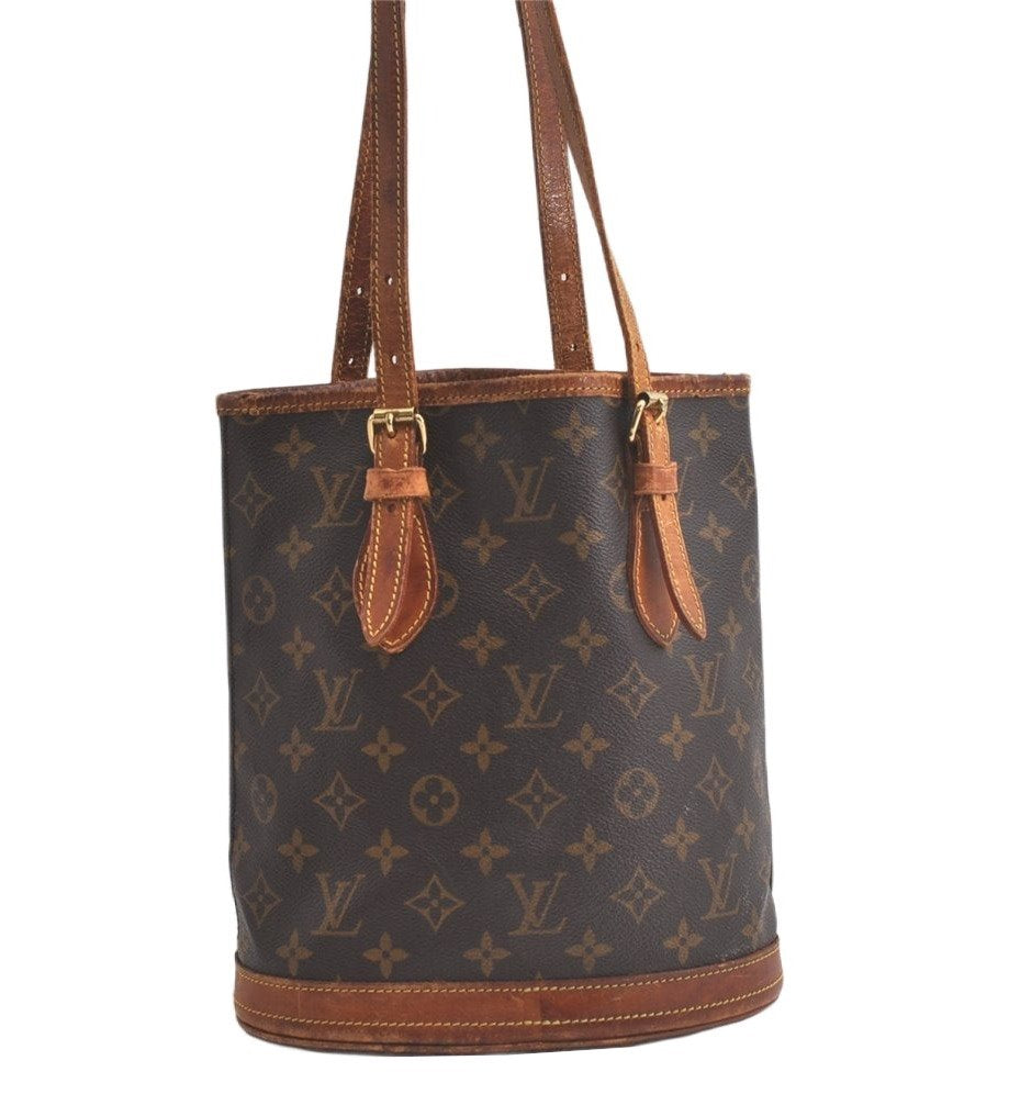 Authentic Louis Vuitton Monogram Bucket PM Shoulder Tote Bag M42238 LV 6177K