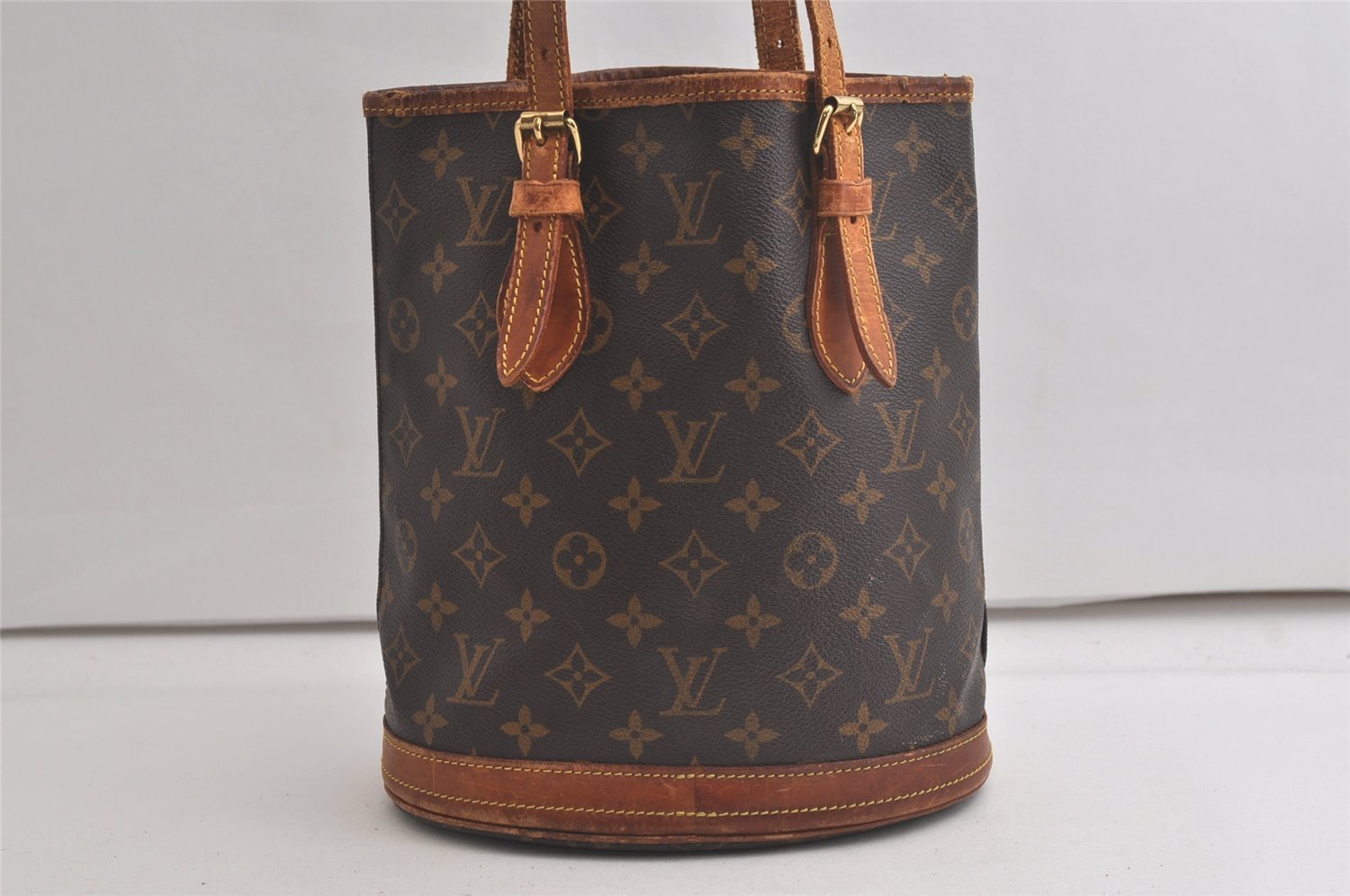 Authentic Louis Vuitton Monogram Bucket PM Shoulder Tote Bag M42238 LV 6177K