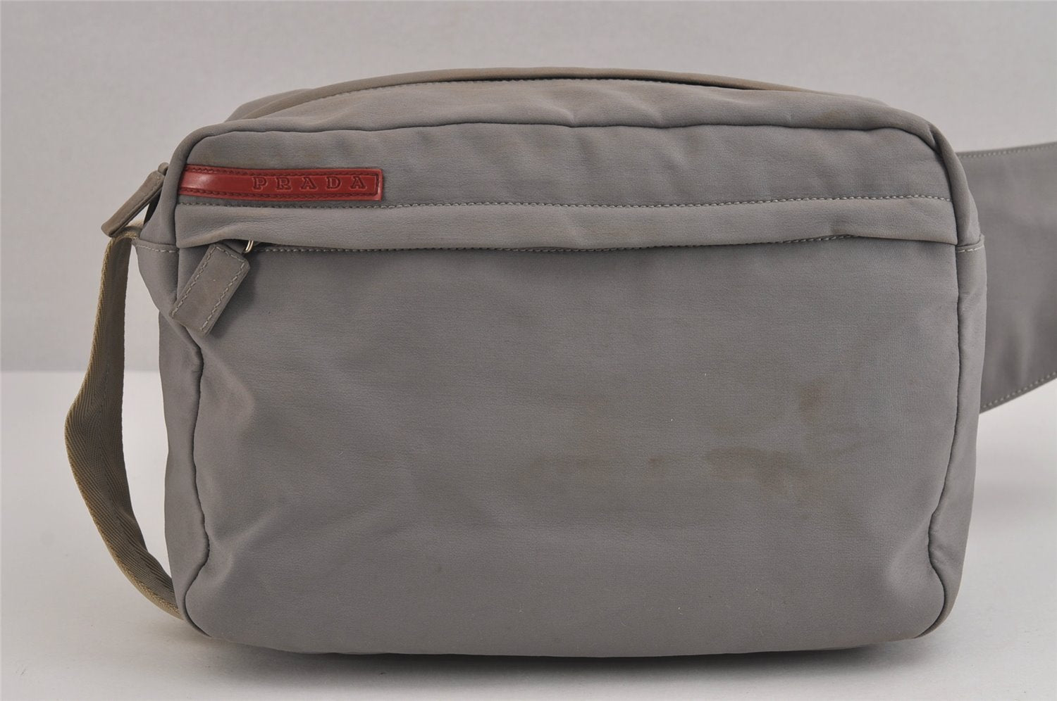 Authentic PRADA Vintage Sports Nylon Waist Body Bag Purse Gray 6178J