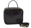 Authentic GUCCI Bamboo 2Way Shoulder Vanity Bag Enamel Black Junk 6179J