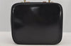 Authentic GUCCI Bamboo 2Way Shoulder Vanity Bag Enamel Black Junk 6179J