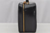 Authentic GUCCI Bamboo 2Way Shoulder Vanity Bag Enamel Black Junk 6179J