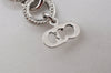 Authentic Christian Dior Ribbon Rinestone Chain Bracelet Silver Tone Pink 6179K
