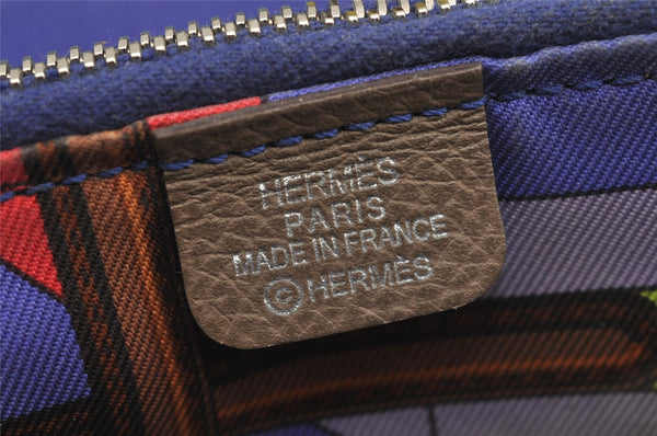 Authentic HERMES Azap Silk In Compact Wallet Coin Purse Leather Gray Brown 6180J