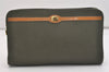 Authentic Christian Dior Vintage Clutch Hand Bag Purse Leather Khaki CD 6182J