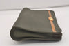 Authentic Christian Dior Vintage Clutch Hand Bag Purse Leather Khaki CD 6182J