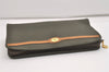 Authentic Christian Dior Vintage Clutch Hand Bag Purse Leather Khaki CD 6182J