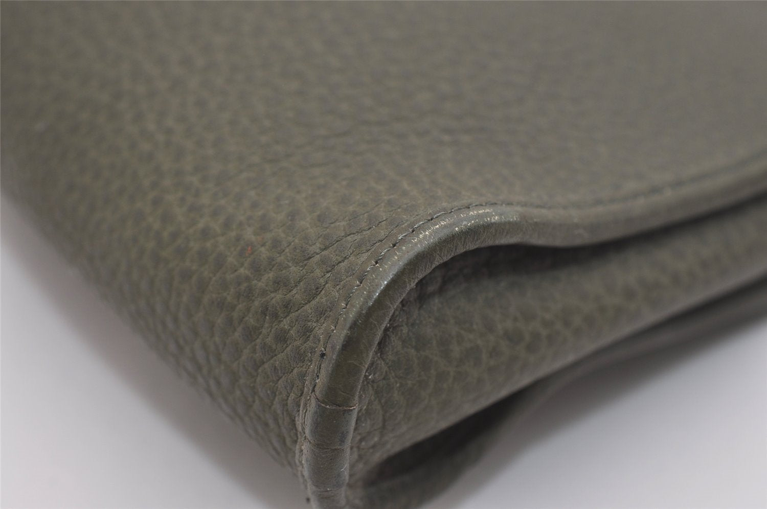 Authentic Christian Dior Vintage Clutch Hand Bag Purse Leather Khaki CD 6182J