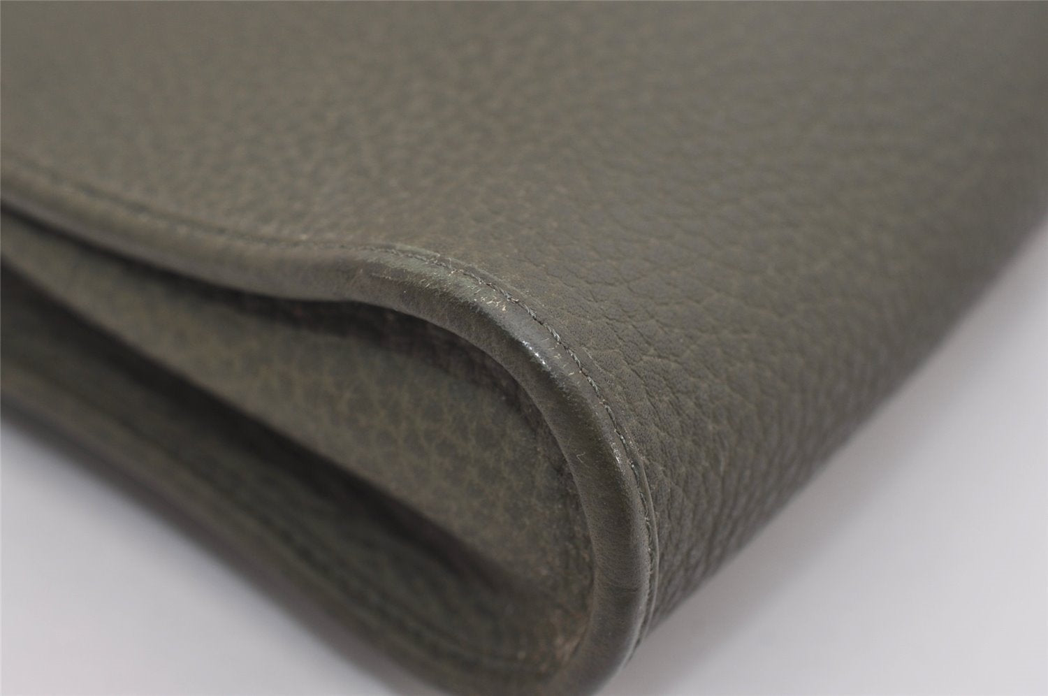 Authentic Christian Dior Vintage Clutch Hand Bag Purse Leather Khaki CD 6182J