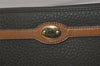 Authentic Christian Dior Vintage Clutch Hand Bag Purse Leather Khaki CD 6182J