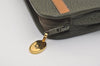 Authentic Christian Dior Vintage Clutch Hand Bag Purse Leather Khaki CD 6182J