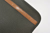 Authentic Christian Dior Vintage Clutch Hand Bag Purse Leather Khaki CD 6182J