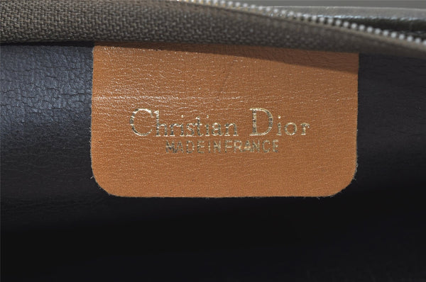 Authentic Christian Dior Vintage Clutch Hand Bag Purse Leather Khaki CD 6182J